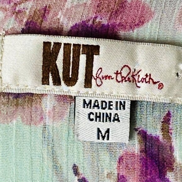 Kut from the Kloth Floral Blouse Women Medium Long Sleeve Roll Tab Button Front - Picture 4 of 10